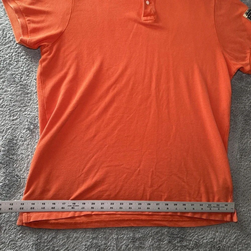 Denim & Supply Ralph Lauren Men's XL Orange Short Sleeve Polo Shirt Flag Sleeve